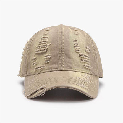 Distressed Adjustable Cotton Baseball Cap for Everyday Wear