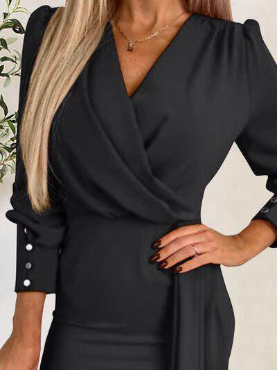 Surplice Lantern Sleeve Mini Dress for Stylish Occasions