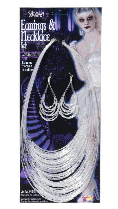 Ghostly Spirits Victorian Bride Ghost Earrings Necklace Costume Jewelry Set