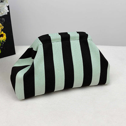 Womens Knitted Bag Striped Clutch