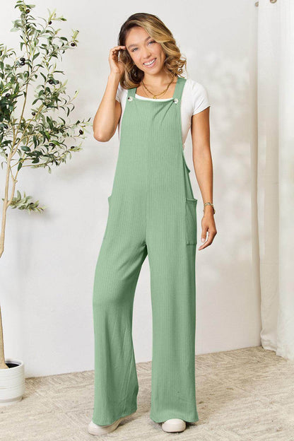 Double Take Full Size Wide Strap Overall with Pockets For Women