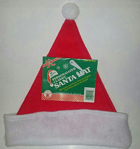Personalized Classic Santa Hat with Easy Iron on Letters &amp; Decorations 22014