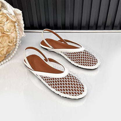 Mesh Hollowed-out Closed-toe Flat Sandals For Women
