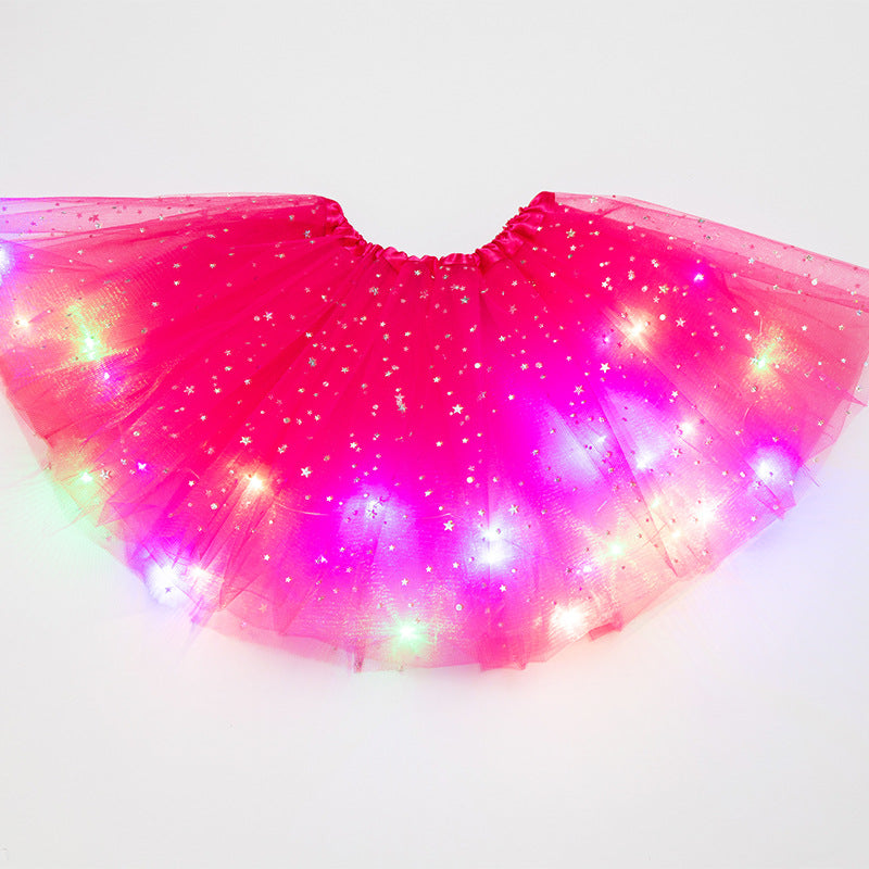 Magical &amp; Luminous  LED Princess Halloween Tutu Skirt Sequins Shiny Skirt