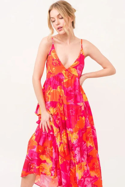 And The Why Floral Tiered Maxi Cami Dress with Pockets