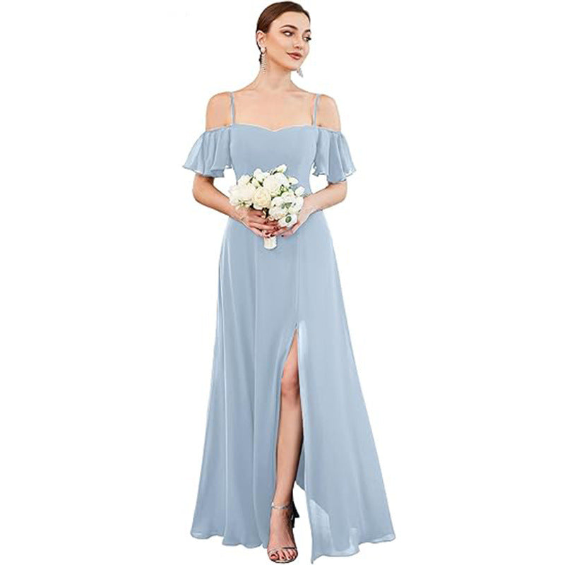 Off-shoulder Chiffon Maxi Dress, Womens Evening Gown