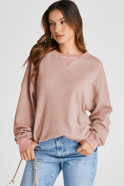Classic Waffle Knit Back-to-School Sweatshirt