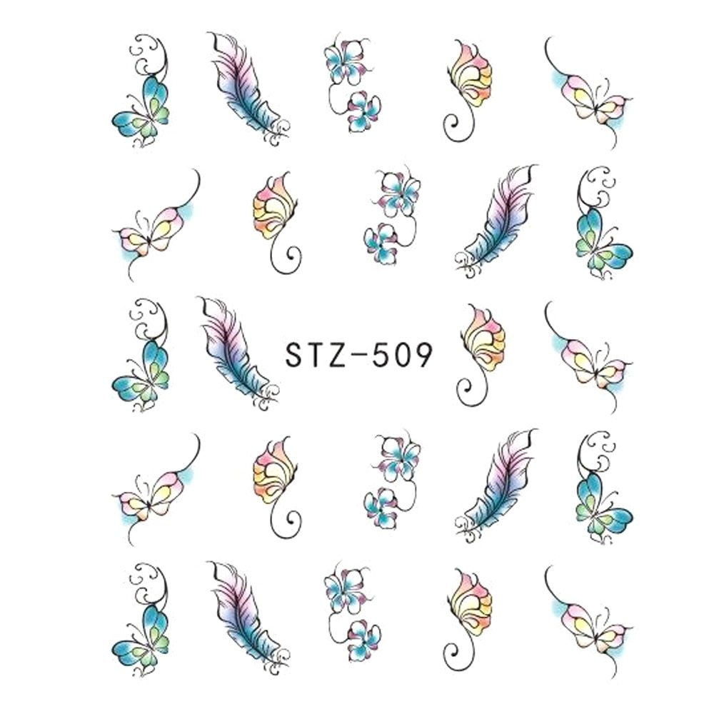 Butterfly Flower Water Transfer Decal Nail Sticker