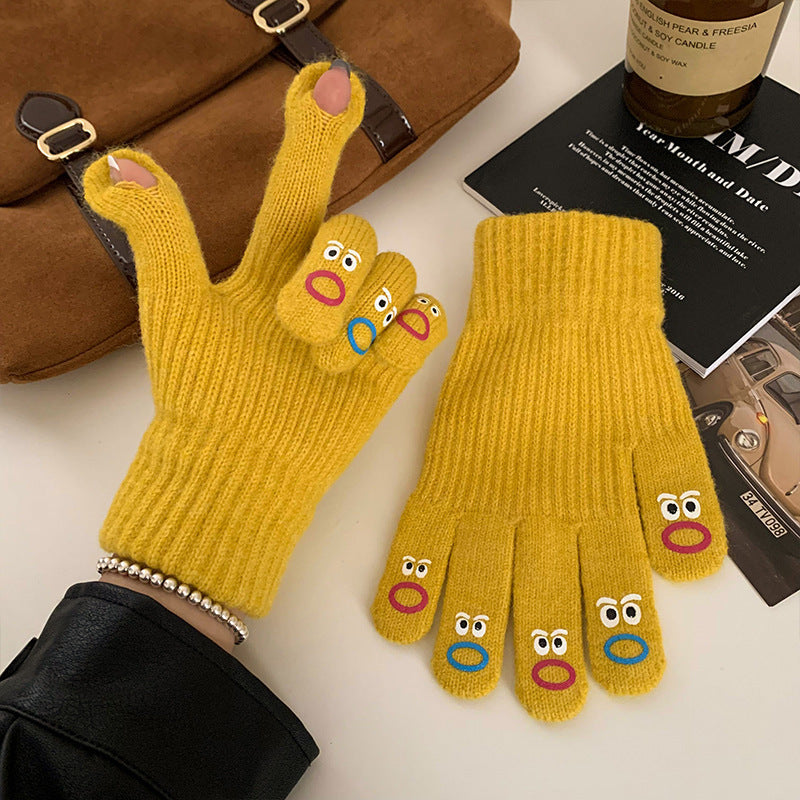 Winter Fingerless Knitted Gloves Touchscreen Warm Windproof