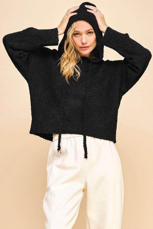 Davi &amp; Dani Drop Shoulder Long Sleeve Hooded Sweater for Women
