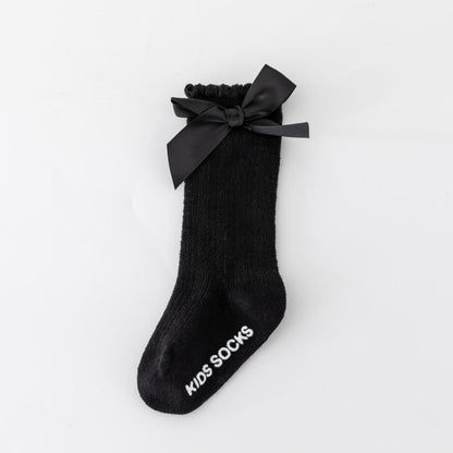 New Kids Stretchable Socks Toddlers Girls Big Bow Knee High Long Soft Cotton Lace Baby Comfortable Colorful  Socks