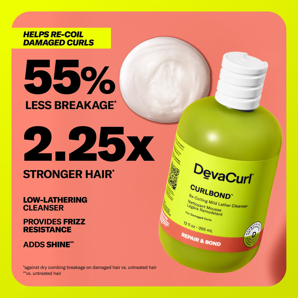 DevaCurl CurlBond Re-Coiling Cleanser for Curly Hair, 12 oz