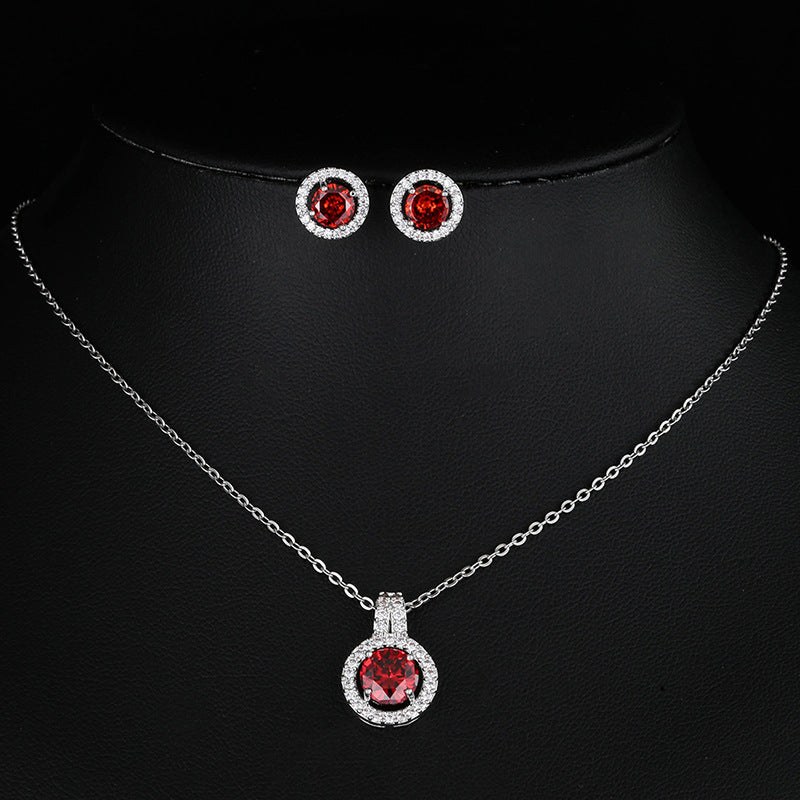 Two-piece Zircon Disc Necklace Set