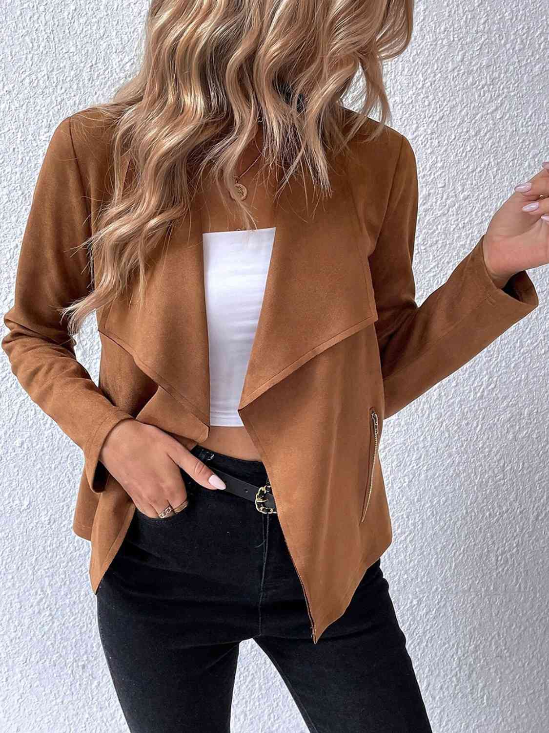 Classic Minimalist Collared Long Sleeve Jacket for Women – Minimalist &amp; Lightweight Everyday Outerwear