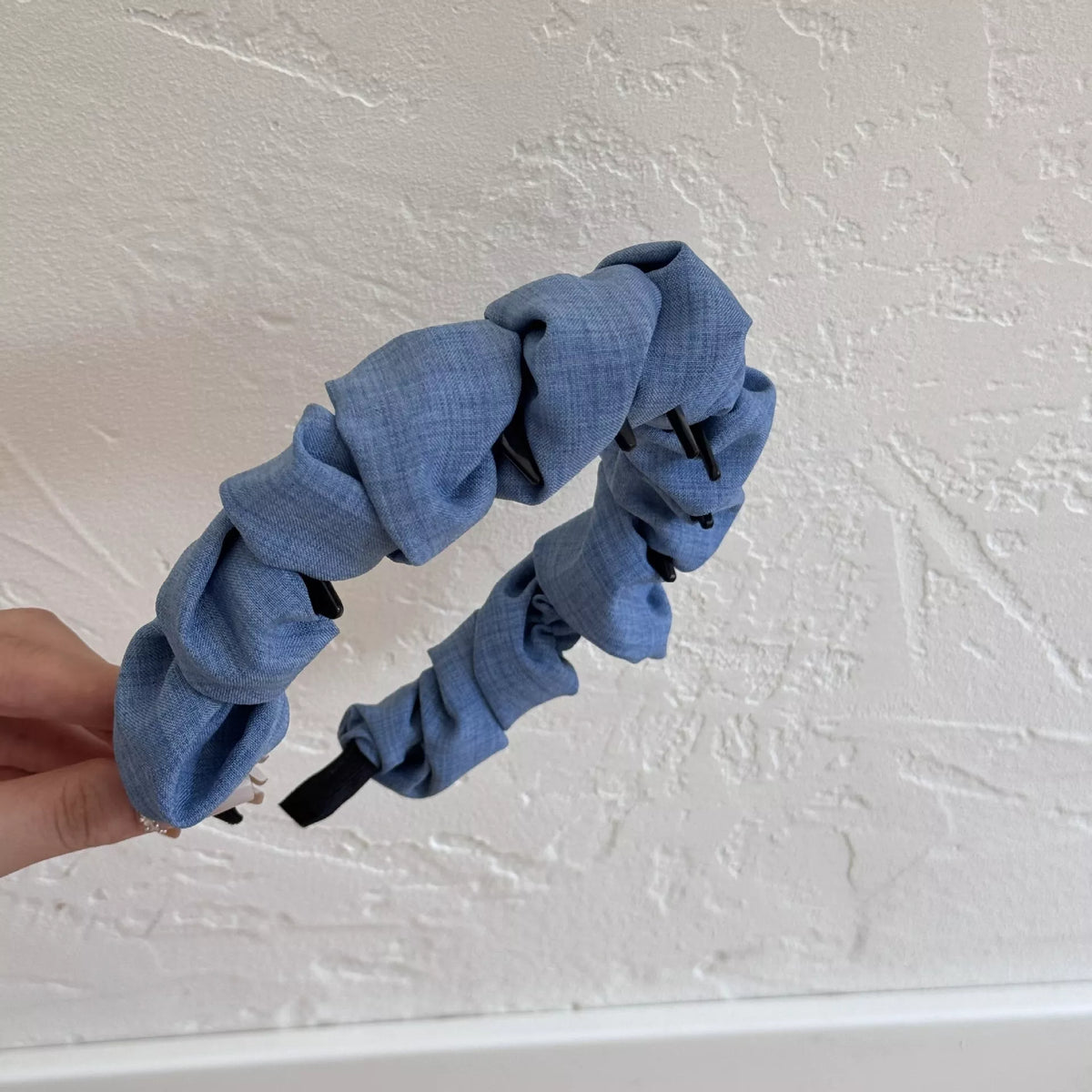 Denim Ruched Hair Headband