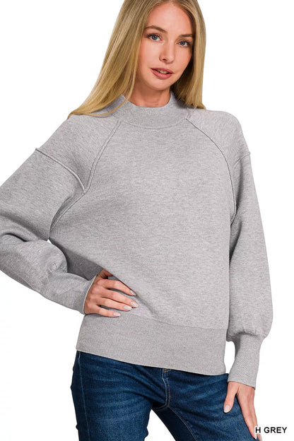 Zenana Viscose Mock Neck Exposed Seam Sweater