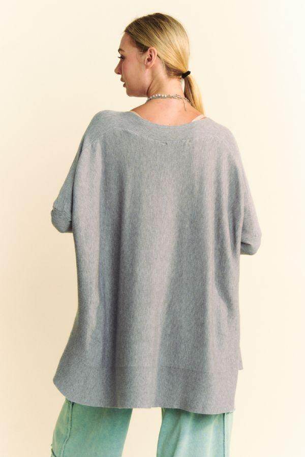 Davi &amp; Dani Round Neck Dropped Shoulder Long Sleeve Top