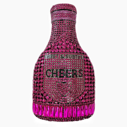 Champagne Bottle Rhinestone Evening Clutch Women&