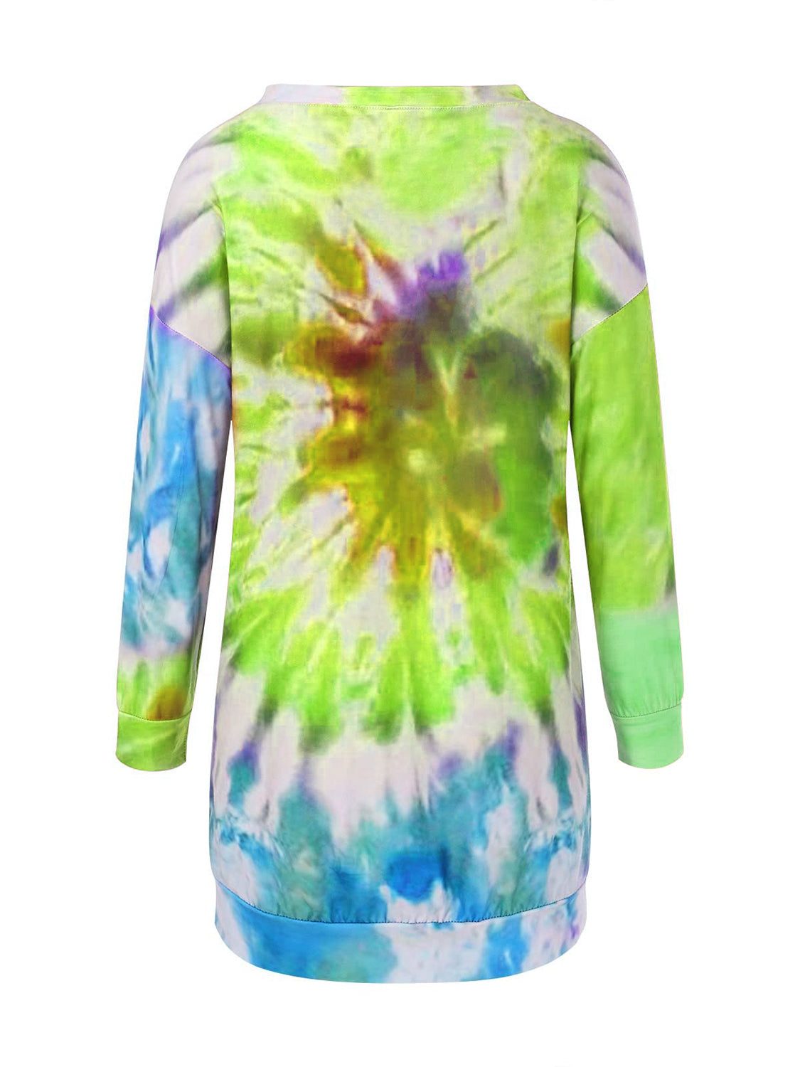Full Size Tie-Dye Round Neck Long Sleeve Dress Trendy &amp; Comfortable Casual Dress for Women