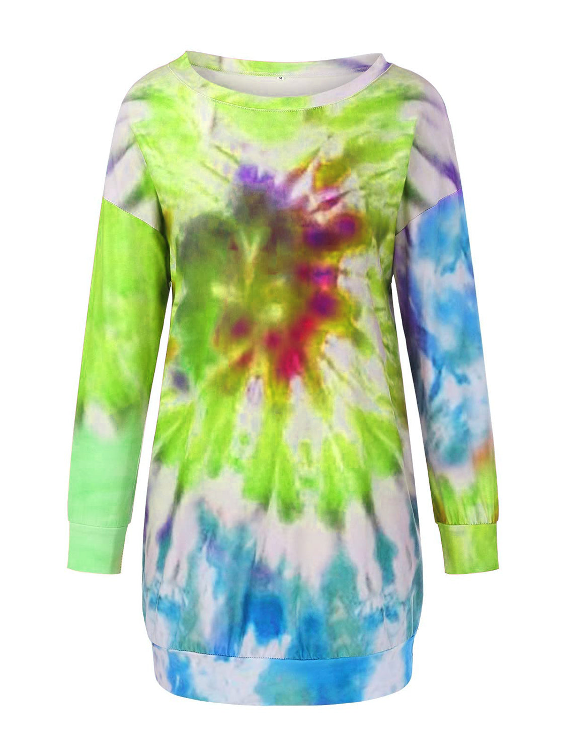 Full Size Tie-Dye Round Neck Long Sleeve Dress Trendy &amp; Comfortable Casual Dress for Women