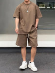 Simple Loose Couple Style Short-sleeved Shorts Two-piece Suit