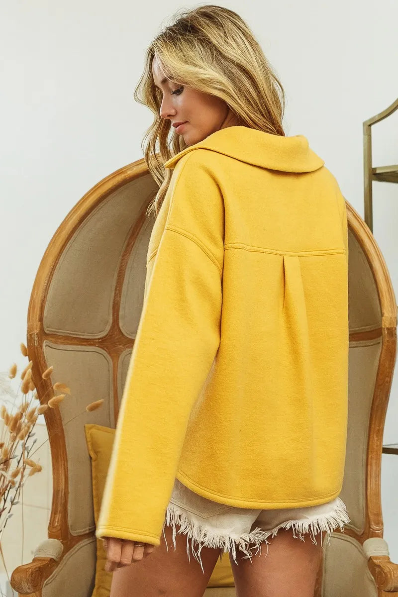 BiBi Flap Pockets Fleece Collared Sweatshirt