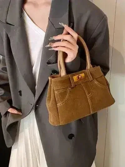 Stylish Suede Handbag – Adjustable Strap &amp; Dual-Use Design