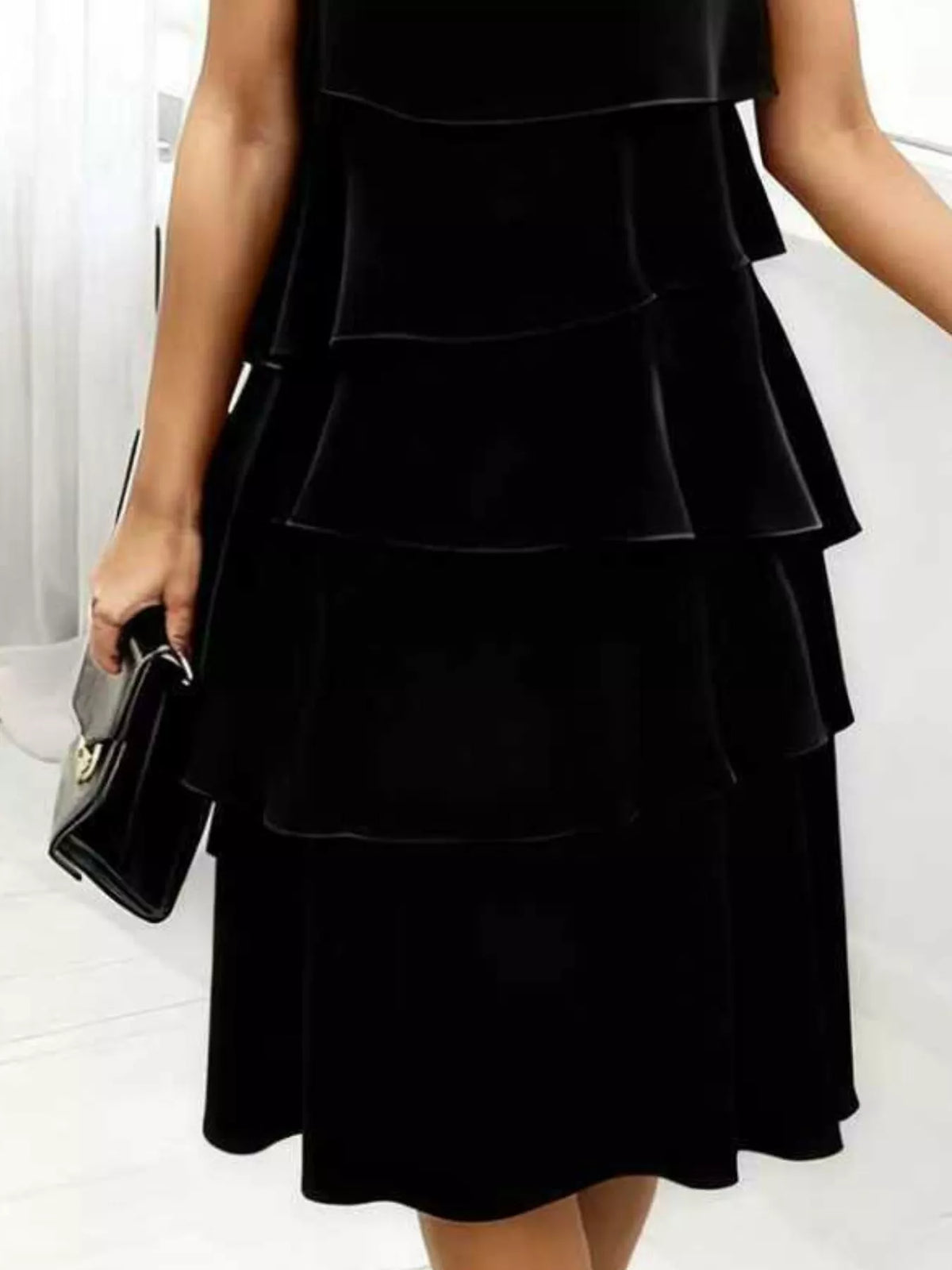 Full Size Ruffled Layered Petal Sleeve Dress Plus Size