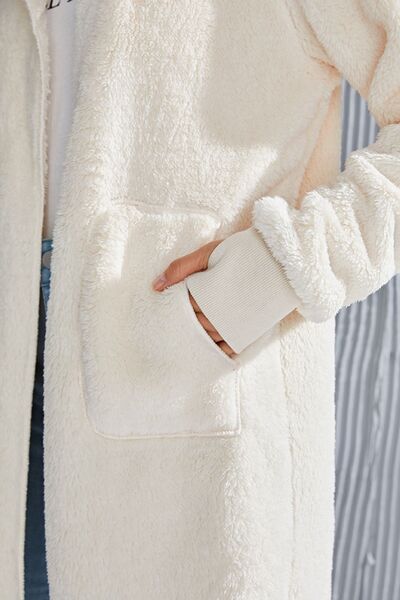 Red Double Take Full Size Hooded Teddy Bear Jacket with Thumbholes Ultra-Cozy &amp; Stylish Comfortable Outerwear