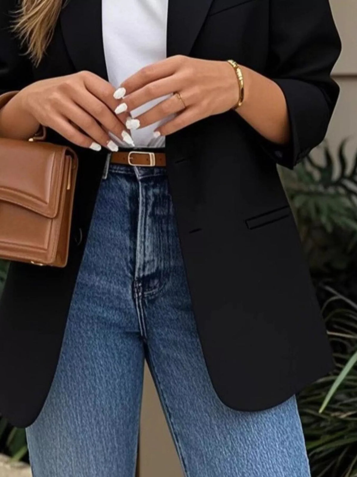 Lapel Collar Long Sleeve Blazer