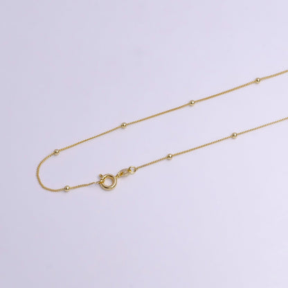 2mm Beaded Satellite 0.8mm Curb 17.5 Inch Layering Chain Necklace | WA-1900 Clearance Pricing