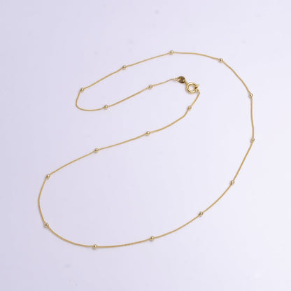 2mm Beaded Satellite 0.8mm Curb 17.5 Inch Layering Chain Necklace | WA-1900 Clearance Pricing