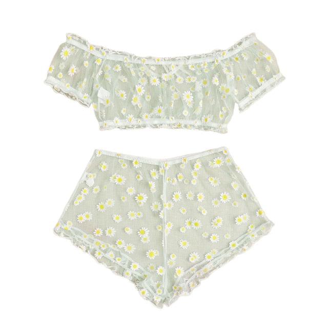 2PCS/Set Off Shoulder Lace Up Bikinis Women Sweet Women&