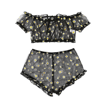 2PCS/Set Off Shoulder Lace Up Bikinis Women Sweet Women&