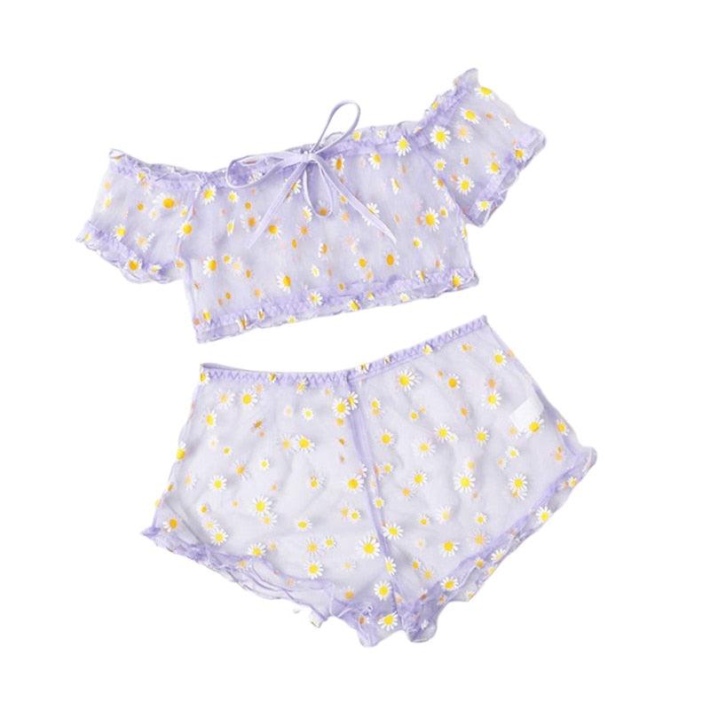 2PCS/Set Off Shoulder Lace Up Bikinis Women Sweet Women&