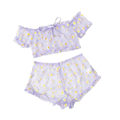 2PCS/Set Off Shoulder Lace Up Bikinis Women Sweet Women&