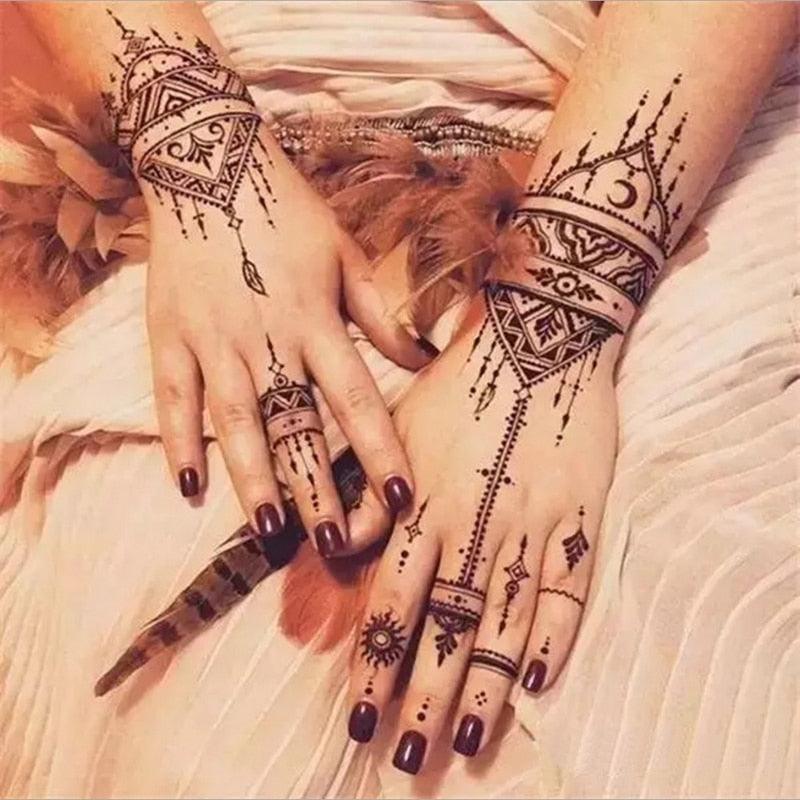 2Pcs/Set Temporary Womens Tattoo 25 Luxury Designs Body Art Waterproof Tattoo For Hands Wedding Party