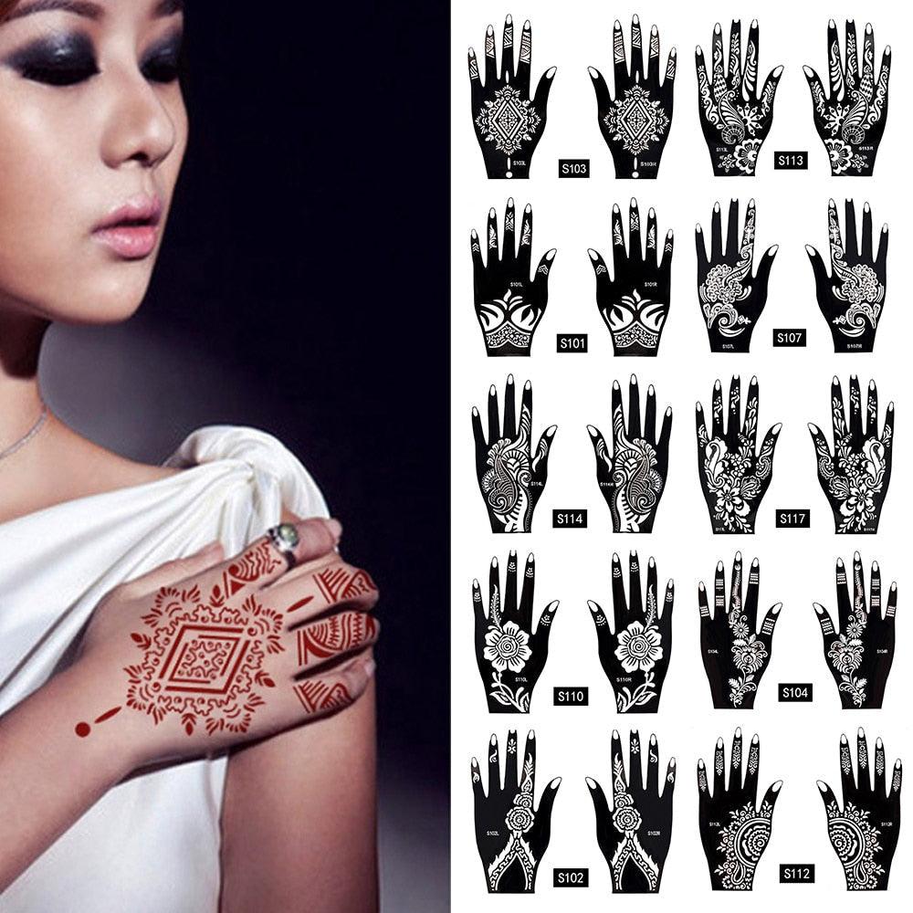 2Pcs/Set Temporary Womens Tattoo 25 Luxury Designs Body Art Waterproof Tattoo For Hands Wedding Party