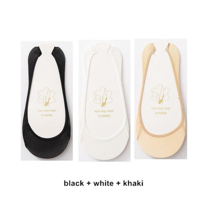 3 Pairs Invisible Boat Socks Women Summer Silicone Non-Slip Socks for High Invisible Heels Ice Silk Socks for Women