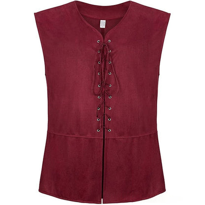 Retro Steampunk Vest Mens Lace-Up Waistcoat