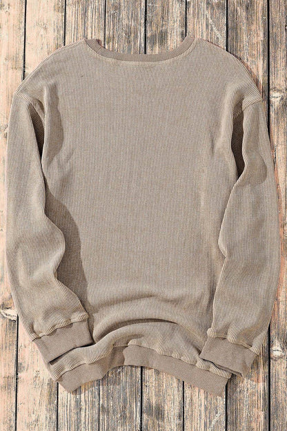Sequin Candy Cane Round Neck Sweatshirt for Women