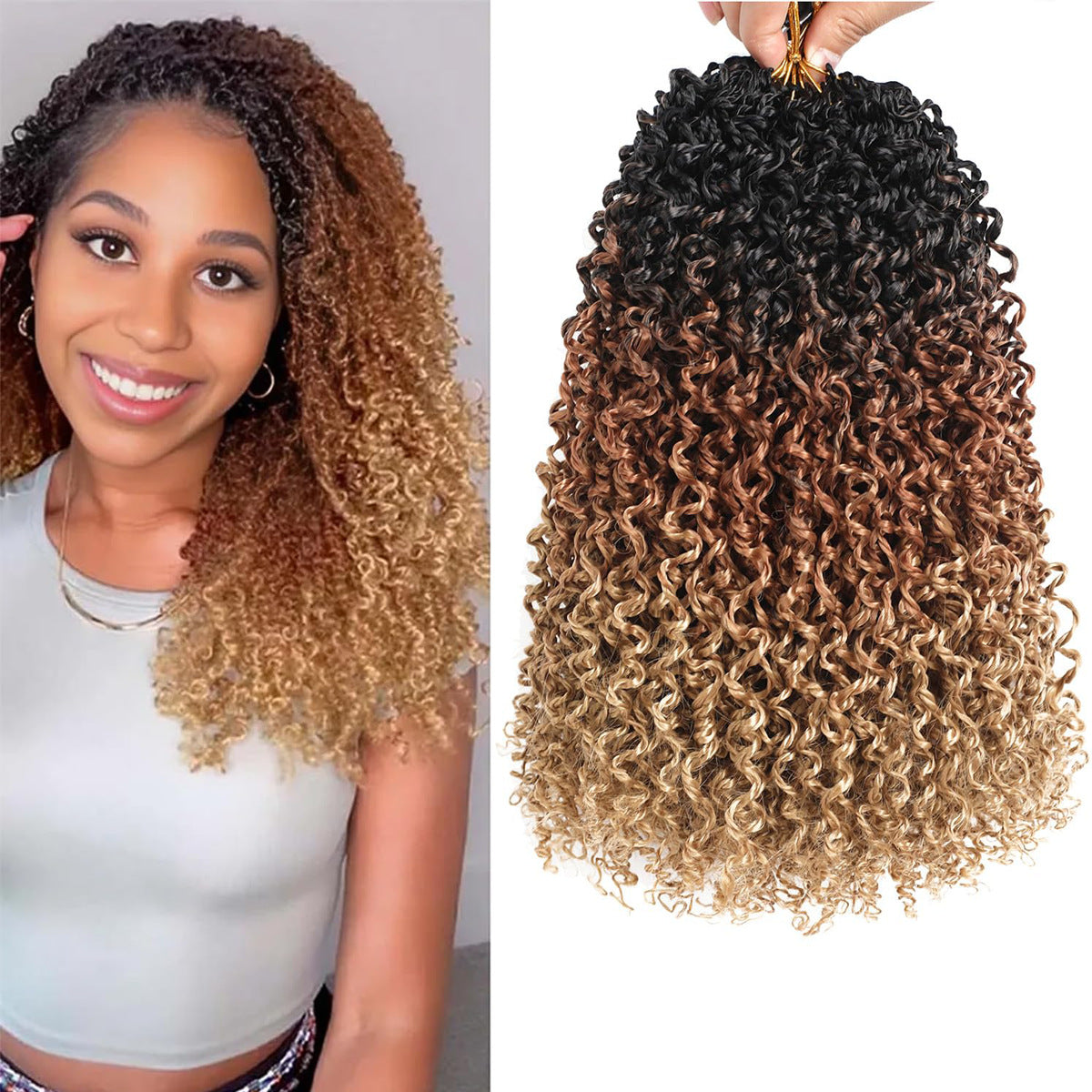 Synthetic Fiber Wig8 Inches24 StrandsCrocheted Small CurlsIrregular Style