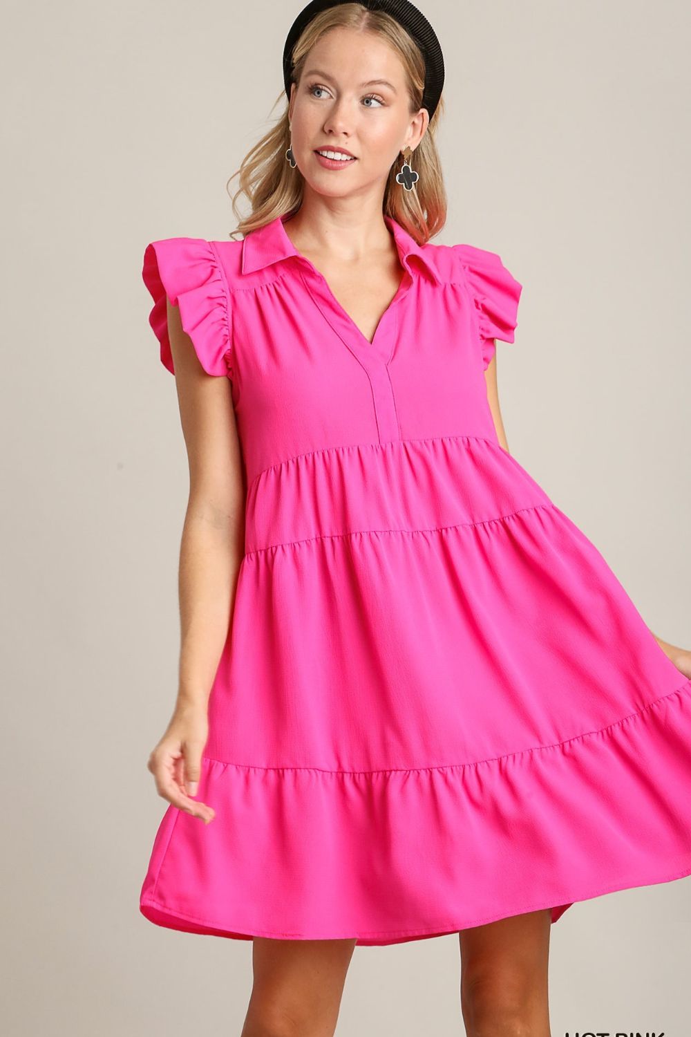Pink Full Size Ruffle Cap Sleeve Dress Plus Size Elegant &amp; Timeless Classic Design Dress
