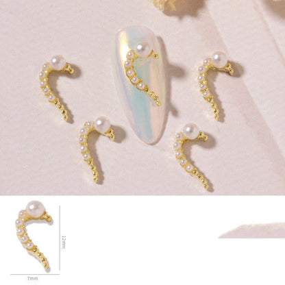 DIY Heart Alloy Rhinestone Nail Decorations