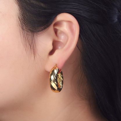 30mm Chubby Twisted Croissant French Lock Latch Earrings in Gold &amp; Silver | AB144 AB145