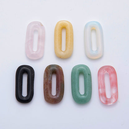 30mm Natural Gemstone Oval Oblong Link Finding | Z1204 - Z1210