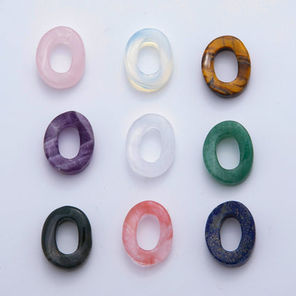 30mm Natural Gemstone Oval Oblong Link Finding | Z1211 - Z1219