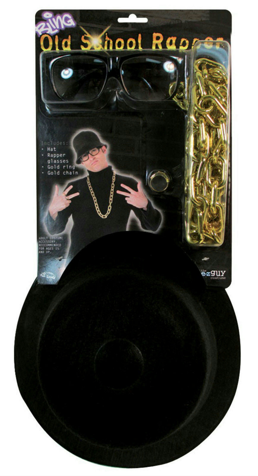 Adult 1980s Old School Rapper Halloween Costume Accessory Kit Run DMC Hip Hop