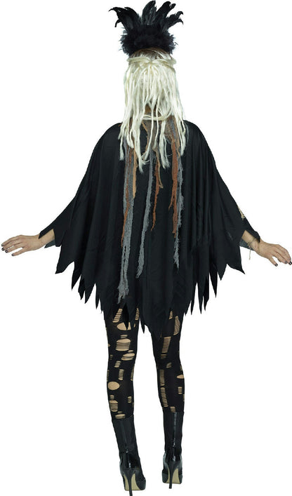 Voodoo Priestess Skeleton Print Poncho Costume Accessory