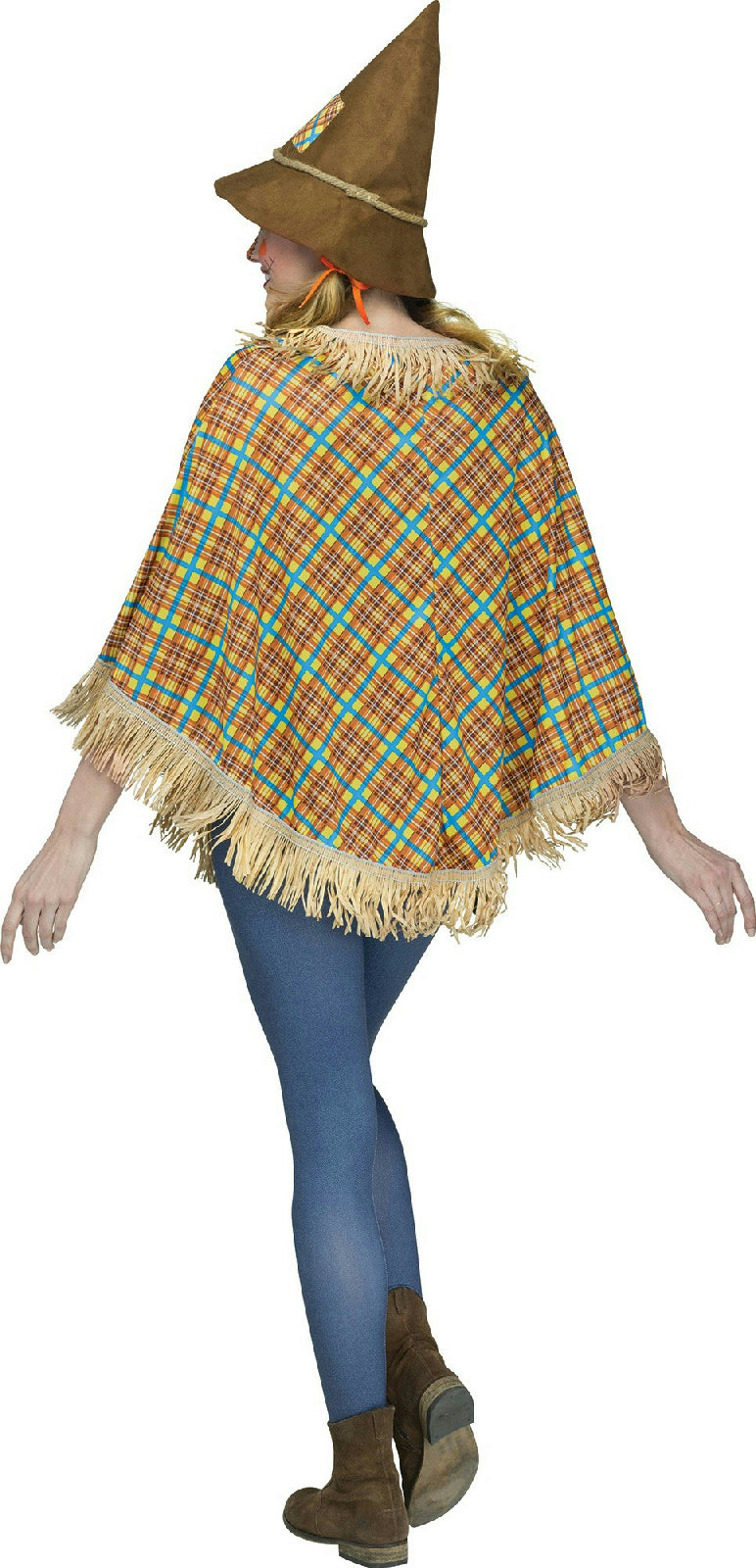 Plaid Patchwork Scarecrow Poncho Costume Accessory